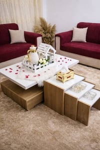 طاولات وسط • طقم ٤ قطع • مقاس ١٢٠×٥٥×٣٥