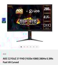 شاشه Reviews for AOC C27G4Z 27 FHD (1920x1080) 280Hz 0.3Ms Fast VA Cur...