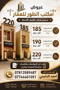 🏗️ عروض مكتب الطور للعقار 🏗️ 🔹 تسليم هيكل بأفضل الأسعار 🔹  ✅ 185 ألف د...