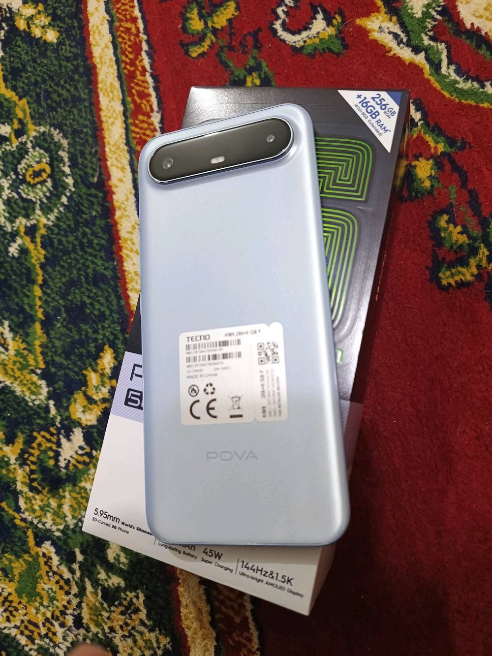 تكنو Pova Slim 5G اخو جديد
شاشة اموليد 6.7 تردد 144 هيرتز
ذاكرة الجهاز 256 عشوائية 16
بطارية 5160 شحن سريع 45 واط 
مكاني النجف ملحقاته كاملة كلها
السعر 255 بي مجال قليل لشراي