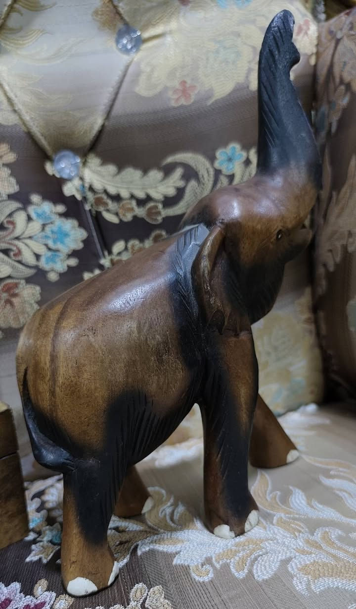 تمثال فيل خشبي قطعه واحدة منحوت يدوياً 🐘✨
​منحوت بخشب عالي الجودة بتدرجات لونية رائعة (بني وأسود).
 قطعة ديكور كلاسيكية للمنازل والمكاتب.
​حجم مثالي 30 سم  وتفاصيل دقيقة جداً تعكس مهارة النحت.
​السعر: [ 20 الف] شامل التوصيل


**إذا كنت صاحب هذا الإعلان وتريد حذفه لأي سبب، رجاءا أرسل رسالة إلى الدعم الفني**