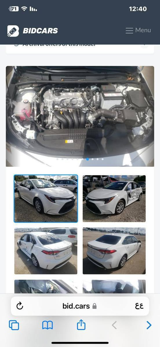 السلام عليكم ورحمه الله وبركاته
كورلا وارد امريكي 2021 LE ماشية 125000k
حادثة مثل ماموضح بالصور ايرباك بردة فقط  والبجم كبس برغي ممفتوح بي بشرط السيارة كامله من كل النواحي فقط الجاملغ الخلفي يحتاجله ترتيب بسيط ورصعتين بالتكمه تنسحب بالجهاز
السعر 500'13$ وبيه مجال بسيط رقم اربيل تحويل ثاني يوم 
مكاني بغداد ***********
