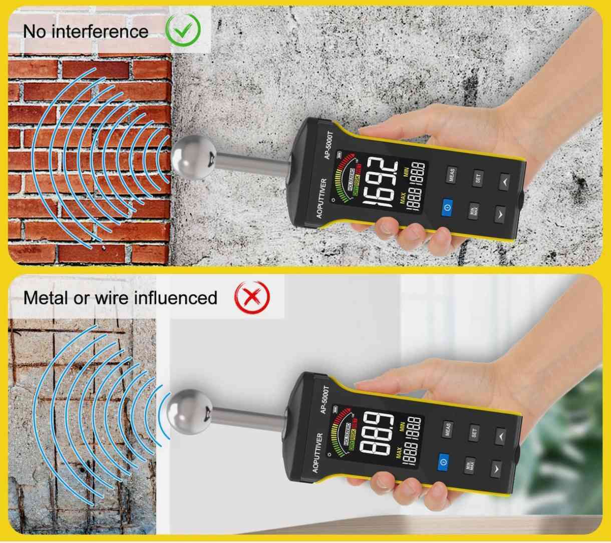 قياس وتحديد الرطوبة من نوع AOPUTTRIVER AP-5000T. يصل إلى 20-40 ملم تحت السطح. 
للخشب، الخرسانة، الجدران الجصية، البلاط، والمواد البنائية الأخرى. 
السعر 25


**إذا كنت صاحب هذا الإعلان وتريد حذفه لأي سبب، رجاءا أرسل رسالة إلى الدعم الفني**