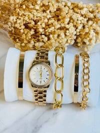 سيت ساعة نسائية • ٤ سوارات • ماكينة ياباني