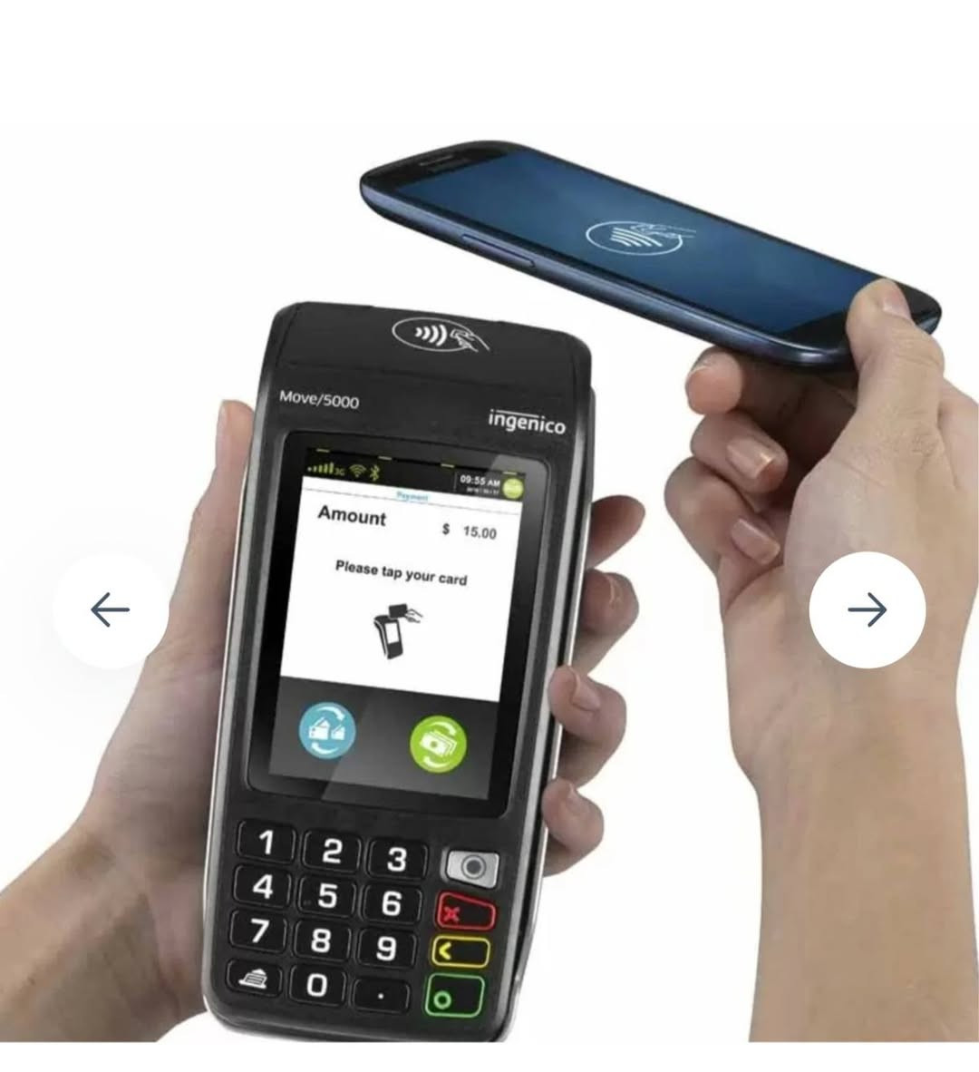 نطوني سعر بي وب العافيه
هذا الجهاز هو جهاز نقاط بيع (POS) من نوع Ingenico Move/5000، وتتضمن ميزاته الرئيسية ما يلي:

دعم المدفوعات غير التلامسية: يحتوي على قارئ NFC مدمج للمعاملات السريعة والآمنة. 

شاشة ملونة تعمل باللمس: مزود بشاشة مقاس 3.5 بوصة لتسهيل الاستخدام وعرض الواجهات الرسومية. 

خيارات اتصال متعددة: يدعم Wi-Fi، و 4G/3G، و Bluetooth لتوفير مرونة كبيرة في الاستخدام المحمول أو الثابت. 

بطارية قوية: مصمم للعمل لفترات طويلة، مما يجعله مناسباً لخدمات التوصيل أو المعارض التجارية


**إذا كنت صاحب هذا الإعلان وتريد حذفه لأي سبب، رجاءا أرسل رسالة إلى الدعم الفني**