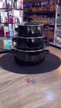 طقم قدور إيناميل • ٢٠سم/١٨سم/١٦سم • المدينة البصرة