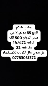 تكريت • ٦٥م • للبيع