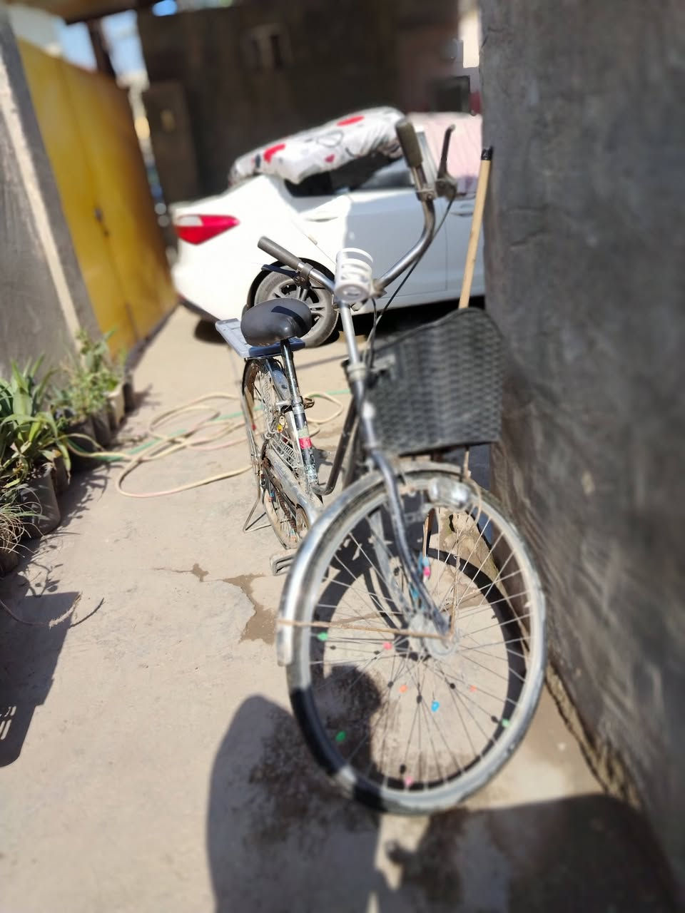 بايسكل بطه
لون سمنتي
ستنده+كاسحه جرار
تاير امامي جديد
٢جوابه جديده
بريك امامي وراني دسك ٩٠
حجم 27
لايت زنون ثلجي 
جاملغات ستيل
السعر 120 الف وبي مجال
الرقم. ***********
