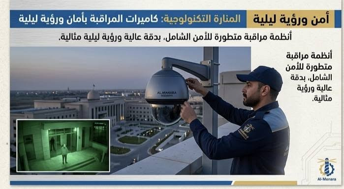 المنارة التكنولوجية
أمان ذكي وطاقة مستدامة 🛡️
📹 كاميرات مراقبة
🧯 أنظمة حريق
☀️ طاقة شمسية
📞 للطلب والاستفسار: [***********]
***********
