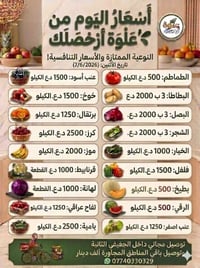 أسعار اليوم • الجغيفي الثانية • مجاور مدرسة تشرين