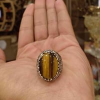 خاتم فضة ٩٢٥ • عين النمر طبيعي • شحن مصر