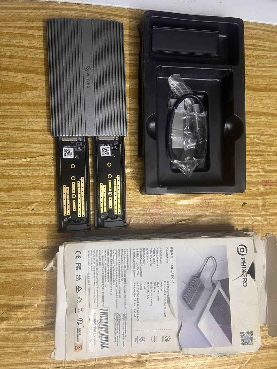 السلام عليكم اخوان من رخصة ادمن الكروب
علبة أقراص SSD من نوع M.2 NVME بفتحتين
FOXM2-2N طراز المنتج 
أبعاد المنتج  112.5×74×18 مم
مادة المنتج سبائك ألومنيوم رمادية
مفتاح M (مفتاح B&M) منفذ Type-C
سرعة نقل بيانات 10 جيجابت/ثانية
أقراص SSD متوافقة
أقراص M.2 NVME SSD 2230، 2242، 2260، 2280
أنظمة التشغيل: Windows، Mac OS، Linux، Android
السعر 25 $
للتواصل على الواتساب ***********
مع الود 🌸
