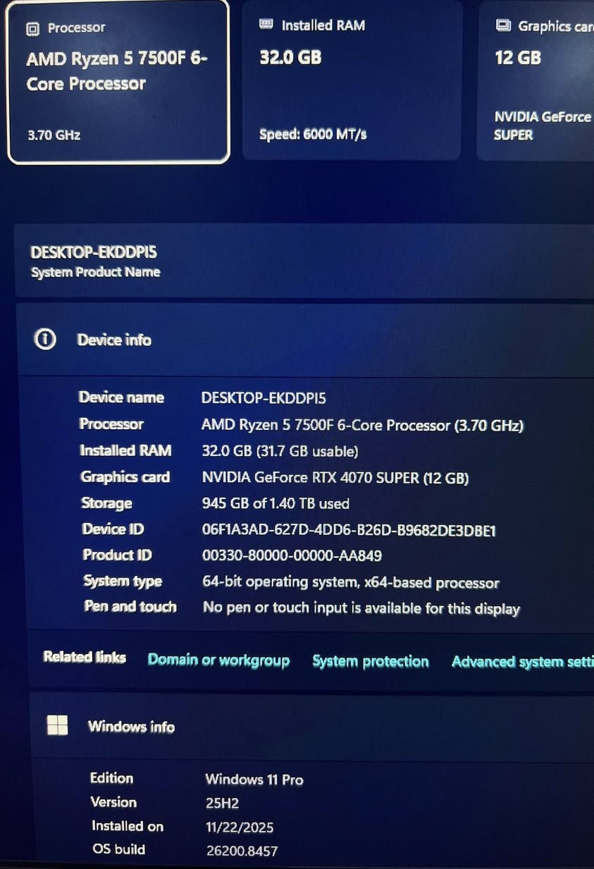 السلام عليكم حبايب
معالج وبورد  فقط للبيع
المعالج : Ryzen 5 7500f
البورد : Asus Prime B650m
نظيفات جداً وعالفحص
مكاني بغداد
مع الكراتين الاصلية
السعر ٣٠٠ الف قفل


**إذا كنت صاحب هذا الإعلان وتريد حذفه لأي سبب، رجاءا أرسل رسالة إلى الدعم الفني**