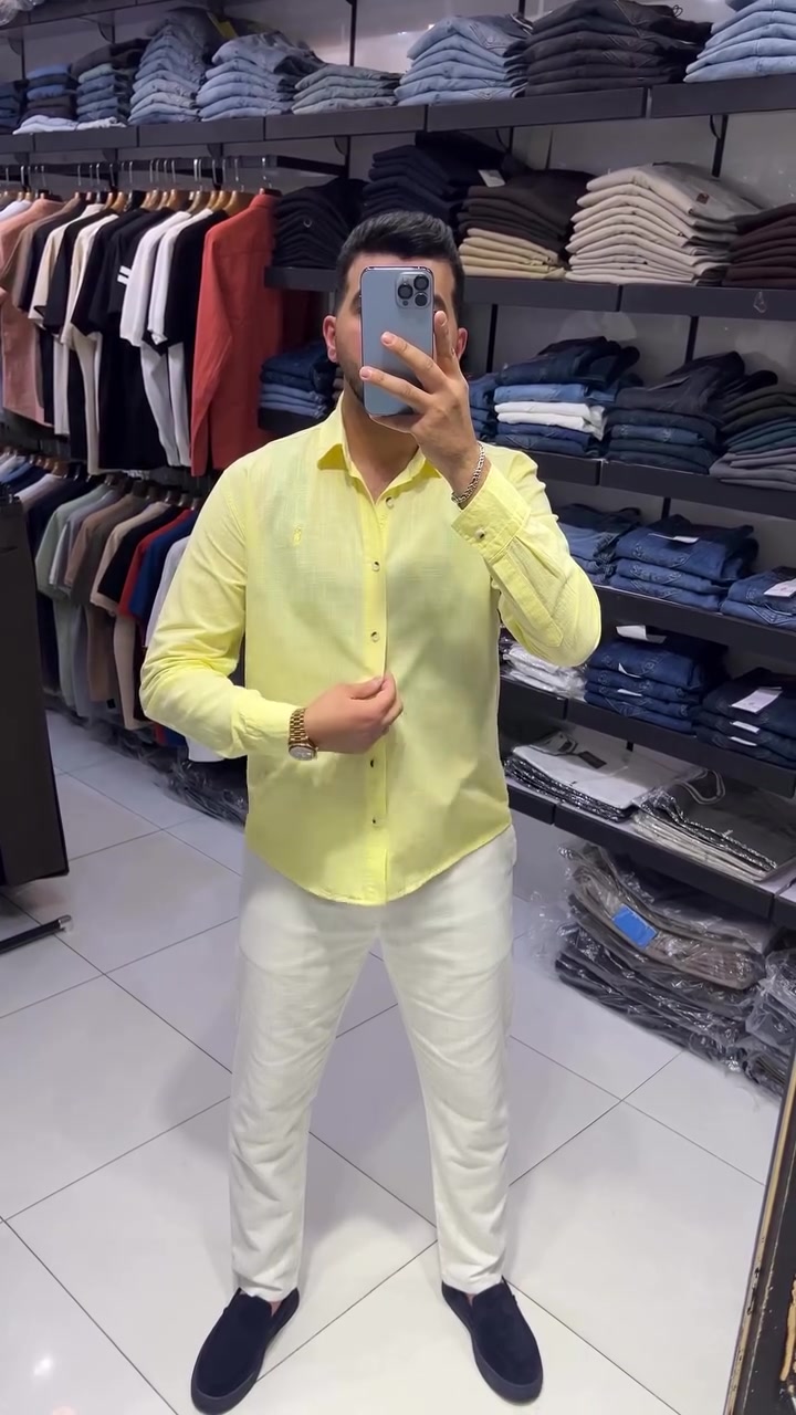 قميص ماركه خامه قطن ٥٠٪؜ للن ٥٠٪؜ متوفر(10 لون✅)
قياسات S M L XL XXL قياس المعروض L
بنطرون ماركه قياسات من 30 إلى 40 
المنشئ تركي 🇹🇷 
توصيل بغداد 5 الف  توصيل محافظات 5 الف
العنوان بغداد مول زيونه طابق الاول 
التواصل دايركت او واتساب ***********
