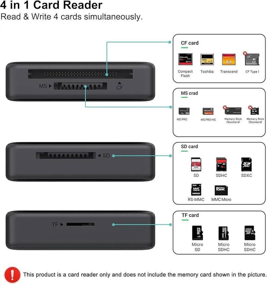 كاردريدر  4 في 2 من Benfei 🫡🔥

يدعم 4 انواع من رامات التخزين 
SD CARD ✅ CF CARD ✅ TF CARD ✅ MS CARD ✅

يأتي بكيبل USB 3.0 مع ادبتر تايب سي ✅ 

متوافق مع اجهزة ال PC - windows - موبايل - macOS ✅

يدعم سرعة نقل 5 گيگابت بالثانيه ✅

السعر 7 الاف فقط 🫡 🔥 

توصيل   جميع محافظات العراق 5 الاف 🚙 🚗 

للأستفسار والحجز التواصل واتساب 📞 

***********

عنوان المركز : بغداد الحريه الثانيه شارع الحريه الثانيه قرب مكتبه الكراون مقابل صيدليه العنفوان مركز شمس للموبايل
