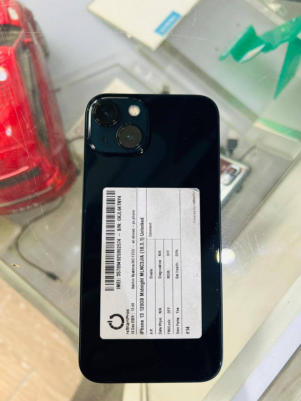 السلام عليكم موبايلات تصفية محلا ايفون 13برو ماكس بطارية 90وتر برو نضيف كلش  ايفون 13احمر بطارية 93وتر برو نضيف كلش ايفون13ابيض بطارية 85وتر برو نضيف كلش ايفون 13حبري بطارية 85وتر برو نضيف كلش تواثل علا الرقم واتساب ***********او علا المازنجر
