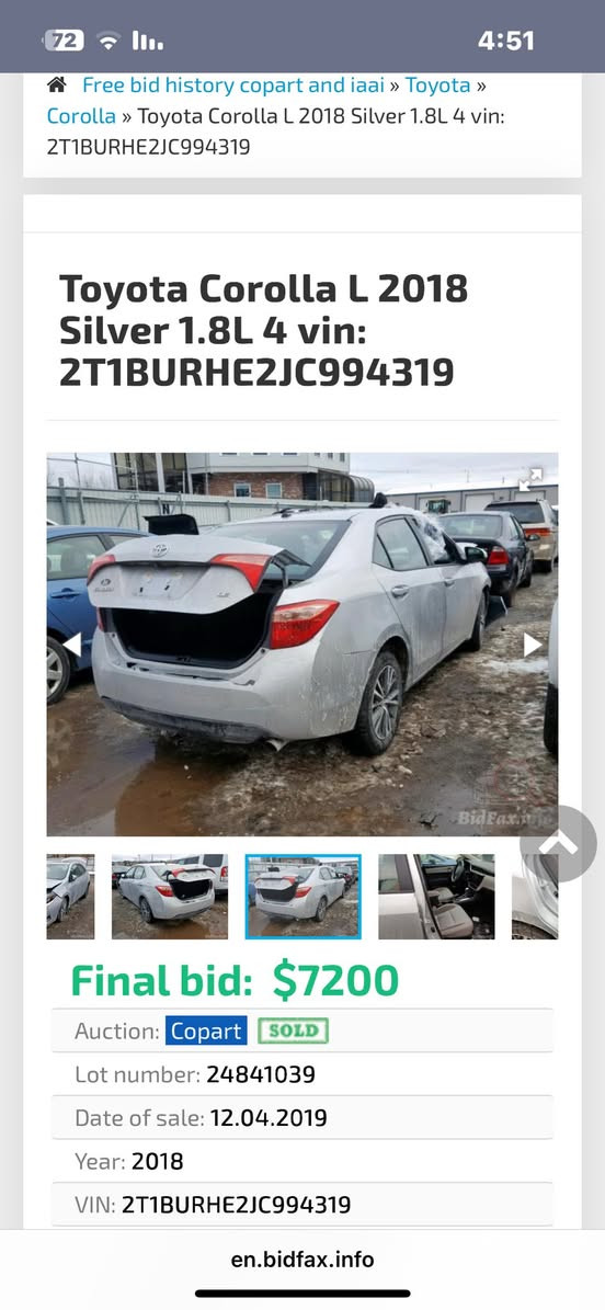 كورلا LE محسن 2018
حادثها فقط بنيد سنوية منتهية بيها حالوب سقف وصدوق جنطة وبداية جلح بالسقف 
بدون شاصي بدون ايربك 
ماشية 144 الف ميل وقابل للزيادة السعر 140 وبيها مجال بسيط 
السيارة للبيع او مراوس بسيارة حسبة 40 إلى 50 ورقة 
مكان السيارة كركوك 
رقم الهاتف ***********
