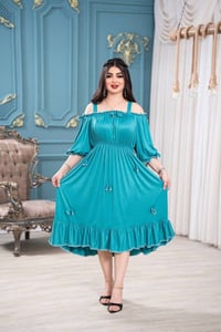 فستان ساحلي • زبدة تركي • فري سايز ١١٠كيلو