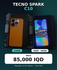 📱 تكنو سبارك C10 للبيع ✅ ذاكرة 128 جيجا ✅ حالة جيدة، شغال تمام ✅ الشاش...