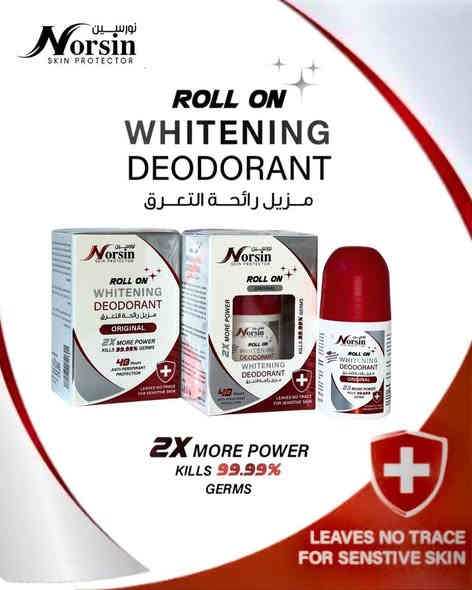 ✨ جديد نورسين – رول أون تفتيح + مزيل رائحة العرق ✨

ودّعي الاسمرار والروائح المزعجة 💛
مع Norsin Whitening Deodorant
تركيبة مبتكرة للعناية بمنطقة تحت الإبط:

✔️ تفتيح تدريجي للمناطق الداكنة
✔️ يمنحك انتعاش يدوم طوال اليوم
✔️ لطيف على البشرة ولا يسبب تهيج
✔️ بدون كحول – مناسب للبشرة الحساسة
✔️ متوفر بروائح متعددة تناسب ذوقك

💫 نعومة – ثقة – تفتيح ملحوظ مع كل استخدام!

اختاري عطرك المفضل وخلي كل يوم يبدأ بإنتعاش وثقة 🌸

#كوزمتك_حيدر
تابعنا على 
انستكرام https://instagram.com/1__coz?utm_medium=copy_link
تلكرام
https://t.me/kk2hhkk
فيسبوك
https://www.facebook.com/كوزمتك-حيدر-112129767297514/
***********
#كوزمتك_حيدر
# سدة_الهندية .. حي الزهراء. الشارع الاول
