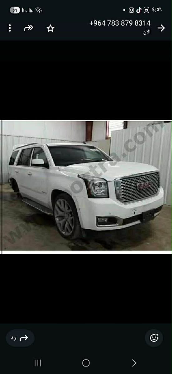 يوكن LT
موديل 2015
بيها قطعتين صبغ 
بدون ايربك جاملغ خالفي وجنطه 
السياره كلش حلوه 
موصفات معروفه ال LT
السعر 285 بغداد بسمي ثاني يوم تحويل 
*********** مكاني بغداد الشعب
