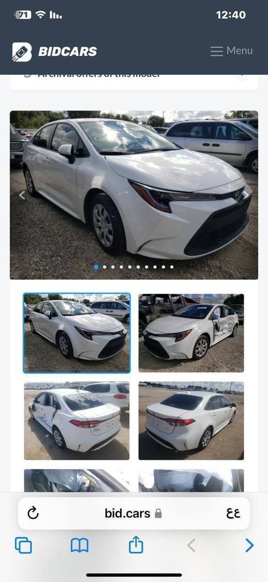 السلام عليكم ورحمه الله وبركاته
كورلا وارد امريكي 2021 LE ماشية 125000k
حادثة مثل ماموضح بالصور ايرباك بردة فقط  والبجم كبس برغي ممفتوح بي بشرط السيارة كامله من كل النواحي فقط الجاملغ الخلفي يحتاجله ترتيب بسيط ورصعتين بالتكمه تنسحب بالجهاز
السعر 500'13$ وبيه مجال بسيط رقم اربيل تحويل ثاني يوم 
مكاني بغداد ***********
