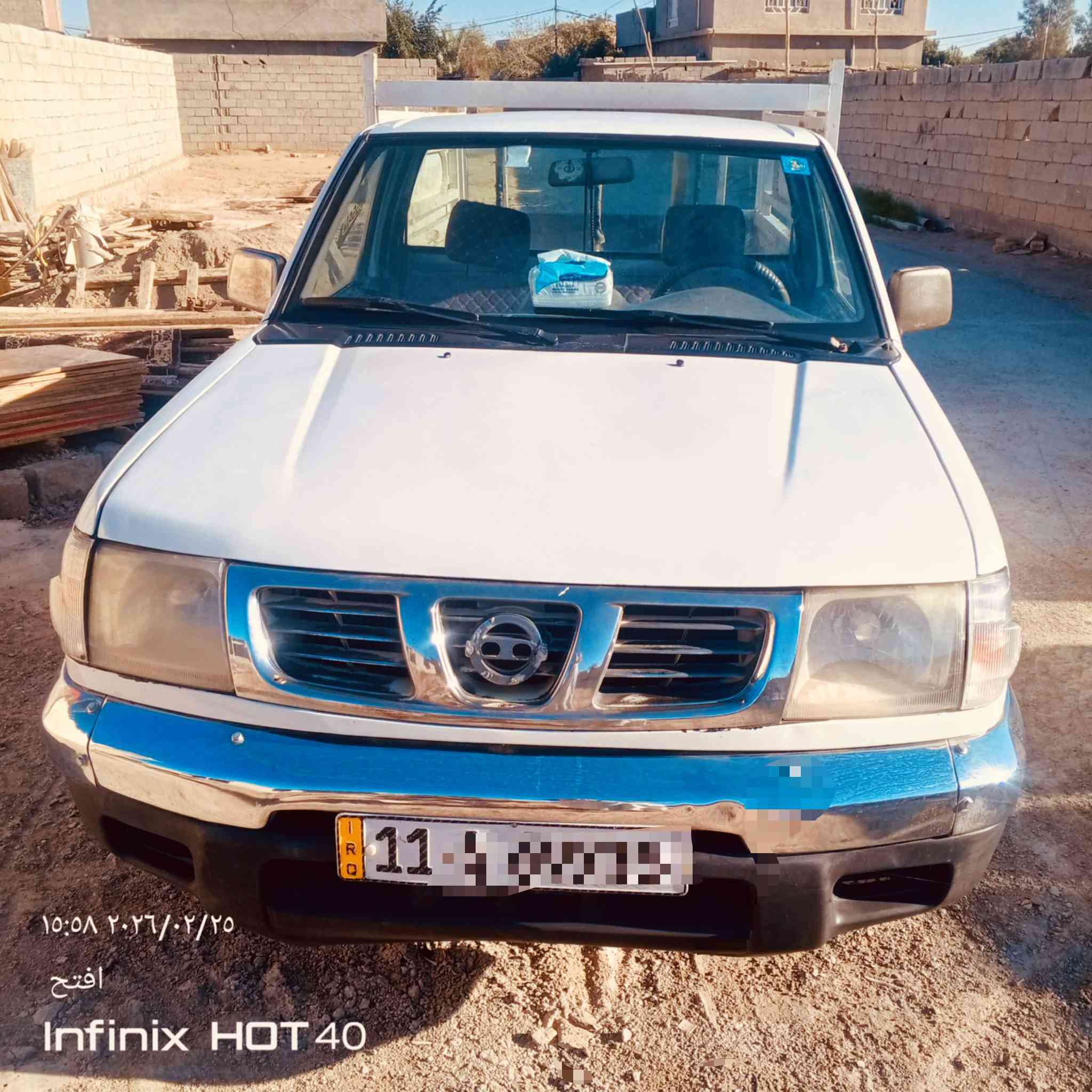 سلام عليكم 
نسيان موديل 2002
5چنكال
كير محرك أكسل شاصي مكفول 
حداديه امامي خلفي جديده 
تخم تايرات جديد 
صبغ حزام للجماليه 
سنويه لل 29 هزه وفحص جديد رقم بغداد انكليزي تحويل مباشر 
للبيع او مراوس 
ب . نيسان دبل قماره 
ب .نيفار 
ب .كيا حمل حديث 
العنوان ديالى المقداديه 
للتواصل ***********
اتصال او واتساب
