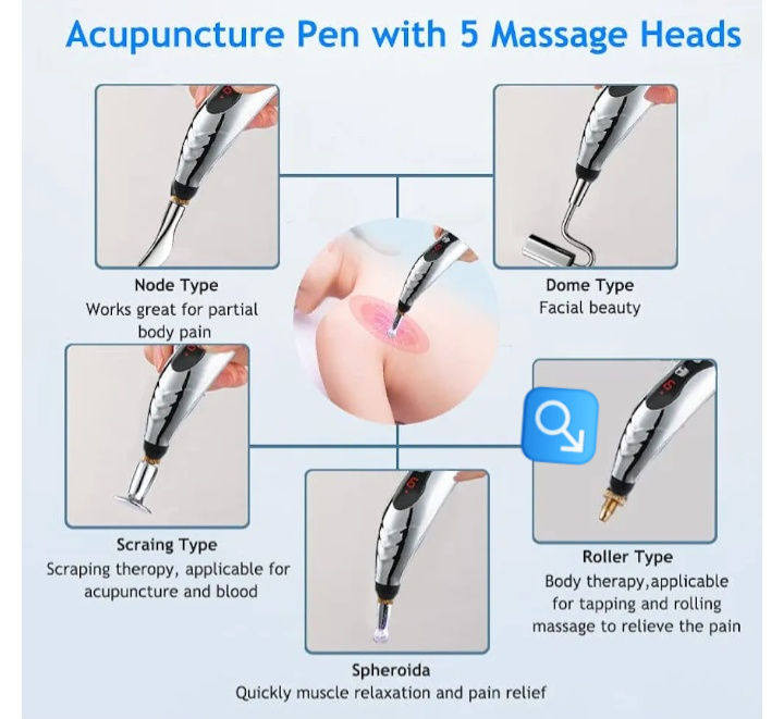 قلم تدليك بالوخز بالإبر إلكتروني
🔷يُعرف أيضًا بقلم تدليك طاقة الميريديان. 
🔷يمكن استخدامه على الرقبة، الكتفين، الظهر، الخصر، والقدمين للمساعدة في استرخاء العضلات وتحسين الدورة الدموية. 
♦️يأتي الجهاز مع رأس تدليك واحد (مؤشر في الصورة)
متوفر بسعر 10 الف 
متوفر توصيل الى جميع محافظات العراق 5 الف 
🔷للحجز خاص ماسنجر او واتساب
🔷رقم الواتساب ***********
