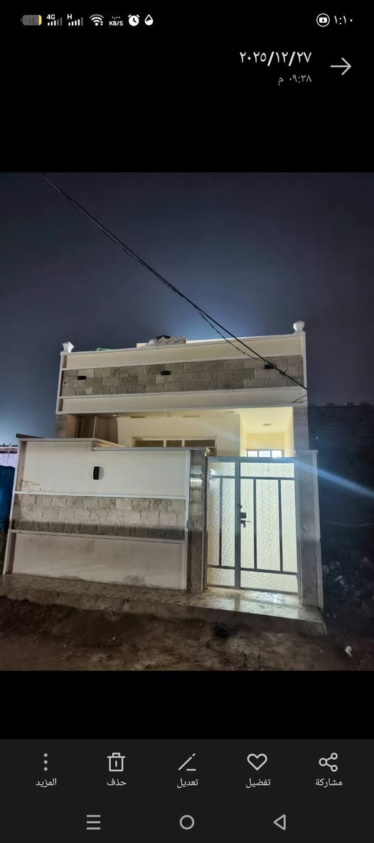 السلام عليكم بيت ٩٠ متر تقاطع النهروان نزلت الدكتور جبار  غرفتين صاله استقبال خدمات   يبعد عن الشارع ٤٠٠ متر خدمات مي كهرباء تبليط جاهز   تانكي مي  السعر ٢٩اوبي مجال  ***********
