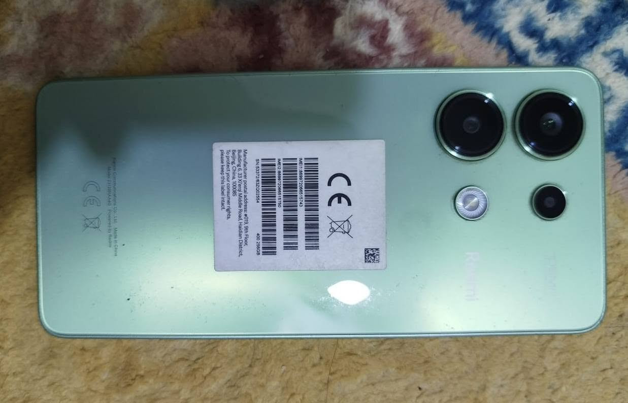 السلام عليكم
تليفون للبيع 
Xiaomi Redmi Note 13 4G
لون فستقي 
ذاكرة 256 
نظافة 95٪
ملحقاته كامله
السعر 200$ الف وقابل للتفاوض 
بغداد العبيدي 
أي اسفتسار التواصل خاص 
*********** واتساب
