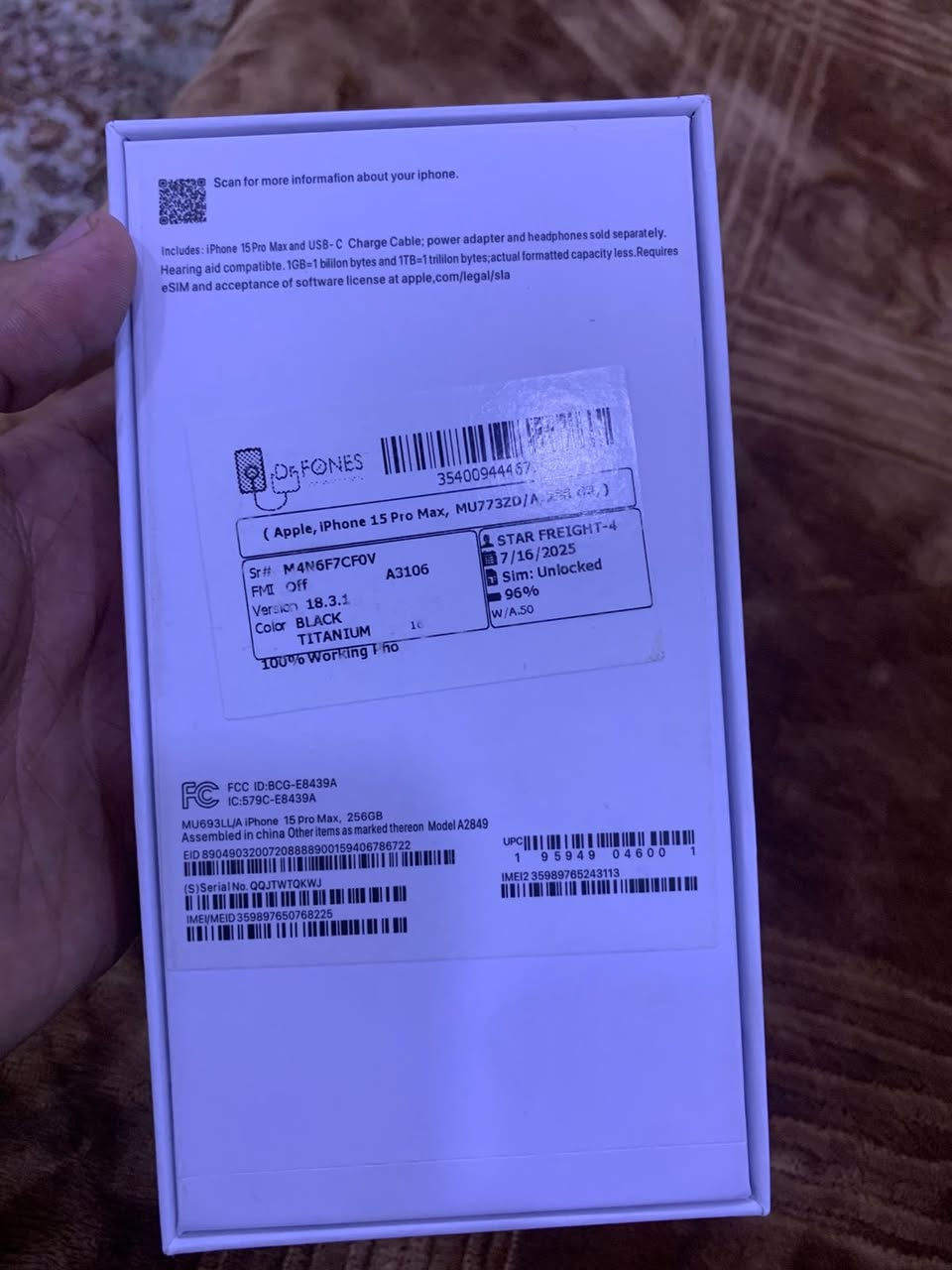 آيفون 15 برو ماكس لون اسود بطاريه 100   ذاكره 256 جهاز جديد سعر مليون أو 150 الف *********** مكاني بغداد
