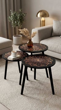 طاولات جانبية • نقشة ماندالا • ٣ قطع