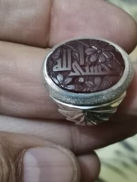 خاتم عقيق يماني • مخطوط حسبي الله • صياغة يدوية