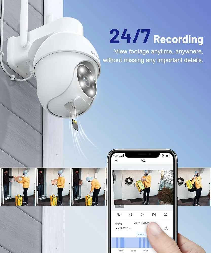 GALAYOU 2K Security Camera Outdoor, 360° CCTV Camera, Home Security WiFi Camera with Color Night Vision, Pan-Tilt View, App Notification, 2-Way Audio Y4
Amazon's Choice

Top highlights
Recommended uses for productOutdoor Security, Home Security, CCTV
BrandGALAYOU
Model nameY4
Connectivity technologyWired
Special feature
Local Recording, Night Vision, Night Vision & 24/7 recording system & Motion Sensor, PTZ TechnologyLocal Recording, Night Vision, Night Vision & 24/7 recording system & Motion Sensor, PTZ Technology
See more
Indoor/Outdoor usageOutdoor
Ultra Clear 2K Image & Pan Tilt View: With 2K resolution, GALAYOU outdoor security camera provides you with super clear day & night vision. This home security camera ​feature a 335° horizontal and 90° vertical rotation range which providing you with 360° all-round protection. Note: ONLY works with 2.4Ghz WiFi and needs to be connected with power
Three Night Vision Modes & Alarm Siren: Three night vision modes for your choice: Infrared mode, full-color mode, and alarmed mode. You can set the CCTV camera's floodlight to turn on when a moving object is detected in the dark, and set the camera's siren on when it detects motion, to scare away uninvited guests at home, driveway, hallway, or back door
Smart Motion Tracking & Real-Time Alerts: The Wi‑Fi surveillance camera features smart motion tracking and intelligent recognition. The lens of this cctv camera follows moving objects to ensure critical moments are always recorded, while human detection helps reduce false alerts caused by rain, leaves, or passing animals. If an intrusion is detected, the LED light, siren, and instant push notification are triggered simultaneously
Two-way Audio & Multi-user Access: Equipped with a built-in microphone & speaker that allows you to talk and listen to your baby or pet. Our app allows you to create several family accounts and share the dome cameras with your family and friends. This PTZ camera also supports RTSP
Optional Continous TF Card & Cloud Storage: This WiFi security camera system supports continuous recording, giving you the flexibility to store footage exactly the way you want. Use a TF card (up to 128GB, not included) for local storage with no monthly fees. Alternatively, choose optional cloud storage to keep your recordings safe even if the house security camera is damaged or stolen. Either way, your home enjoys 24/7 protection
See less
Product specifications
Additional details
Item details
Connectivity
Power
Video Quality
Video
Camera Optics
Night Vision
Measurements
Warranty
Other Special Features of the Product Local Recording, Night Vision, Night Vision & 24/7 recording system & Motion Sensor, PTZ Technology
Indoor Outdoor Usage Outdoor
Compatible Devices Alexa
Controller Type Amazon Alexa, Google Assistant
Mount Type Ceiling/wall mounting
Colour White
Form Factor Dome
Installation Type Screw In
Material Plastic
Water Resistance Level Waterproof
Shape Dome
Alert Type Motion Only
Room Type Hallway, Garage, Back Door, Kitchen, Living Room
Light Source Infrared / LED
Effective Still Resolution 3 MP
Waterproof Rating IP65
Rear Webcam Resolution 3 MP
Control Method App
Product image gallery السليمانية, العراق


**إذا كنت صاحب هذا الإعلان وتريد حذفه لأي سبب، رجاءا أرسل رسالة إلى الدعم الفني**