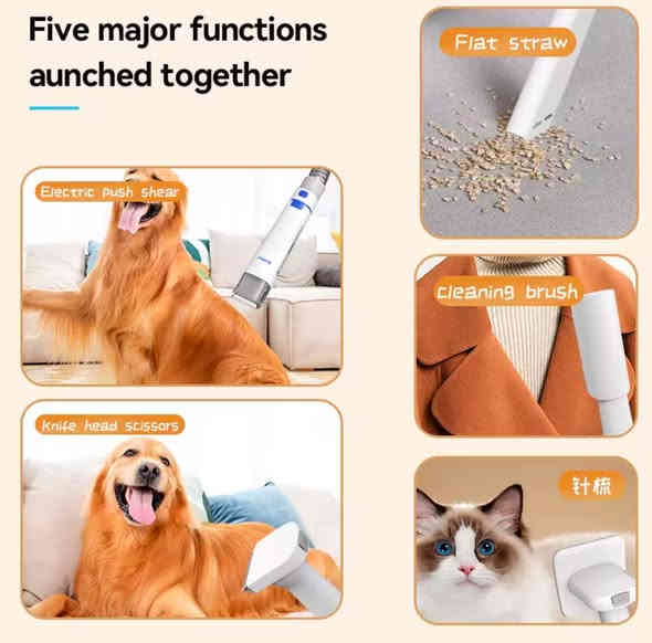 المنتج الموضح في الصورة هو مجموعة العناية بالحيوانات الأليفة Kemei KM-CW2098. 
الميزات: هي مجموعة عناية متكاملة 15 في 1 للكلاب والقطط، تجمع بين ماكينة حلاقة وفرش وأمشاط وأداة شفط بالمكنسة الكهربائية لإزالة الشعر. 
المواصفات: تعمل بمحرك قوي بقدرة 300 واط وشفط قوي لجمع الفراء، وتتميز بتصميم منخفض الضوضاء (75 ديسيبل). 
الملحقات: تتضمن وعاء غبار بسعة 1.5 لتر، وخرطوم بطول 1.5 متر، وماكينة حلاقة لاسلكية يمكن استخدامها بشكل منفصل. 
الشحن: قابلة لإعادة الشحن عبر USB، وتستغرق حوالي 3 ساعات للشحن الكامل، مع وقت تفريغ يبلغ 150 دقيقة. 
التوفر: متاحة للشراء من خلال بائعين مختلفين عبر الإنترنت مثل AliExpress و Alibaba ومتاجر التجزئة الأخرى. 

75الف 

***********واتساب فقط
