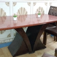 ميز طعام مرمر • ٦ كراسي صاج