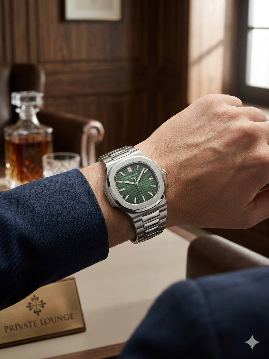 ساعة من ماركة باتيك فيليب كوبيتوس (Patek Philippe Cubitus)
____________________
-ماركة: باتك فليب كوالتي عالي
-مكينة:كوارتز📌 
-الضهر:مختم📝
-ارقام: لاتيني بالكامل مضيئه في ليلاََ 📌
-طلاء ثابت
-الزجاج: كريستال سافير مضاد للخدوش 
-وزن ثقيل 📌 
-السوار: ستانلس ستيل بتصميم فاخر ومتين📌 
-لون المينا: أخضر زيتوني Sunburst مع خطوط أفقية مميزة لسلسلة Nautilus 
-قفل دكمة مختم 🔒 
-عداد تاريخ بوضوح📆 
-عقارب مضيئة في الضلام
مكاني: البصره_قضاء المدينه يوجد توصيل الجميع المحافضات 
سعر : الساعة مع علبة 20 الف


**إذا كنت صاحب هذا الإعلان وتريد حذفه لأي سبب، رجاءا أرسل رسالة إلى الدعم الفني**