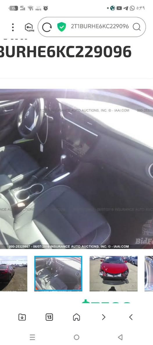 🚗 فرصة مميزة للبيع – كورولا 2019 وارد أمريكي 🇺🇸
إذا تبحث عن سيارة اقتصادية، عملية، ونظيفة جدًا… هذه فرصتك 👇
✨ المواصفات:
🚘 النوع: Toyota Corolla.  2019 – فئة XLE
🎨 اللون: احمر لؤلؤي
⚙️ المحرك: 2.0 لتر
🔄 ناقل الحركة: أوتوماتيك
📍 الموقع: بغداد 
📊 الحالة:
📏 المسافة المقطوعة: 100,000 ميل فقط
🔧 الحالة الميكانيكية: 100% (ممتازة)
🛞 الإطارات: جديدة/بحالة ممتازة 100%
🪑 المقاعد: تغليف وكالة
🛠️ الصيانة: منتظمة وبدون أي تأخير
👤 الاستخدام: شخصي
🛡️ الأمان:
نظام AIRBAG سليم ويعمل 100%
📌 ملاحظات مهمة:
نسبة الضرر السابقة: 13% (في المقدمه  فقط)
مرفقة صور الحادث للشفافية
رقم الشاصي (البدن): مطابق ✔️
السيارة مسجلة رسميًا 
(مروري بغداد مشروع وطني الماني)
💰 السعر: 14,000 دولار فقط
🔥 سيارة نظيفة، جاهزة للاستخدام، ومناسبة للاستخدام اليومي أو العائلي — لا تضيع الفرصة!

‭***********‬
