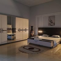 ١٠ قطع • سرير مخزن • ميز تواليت ضخم