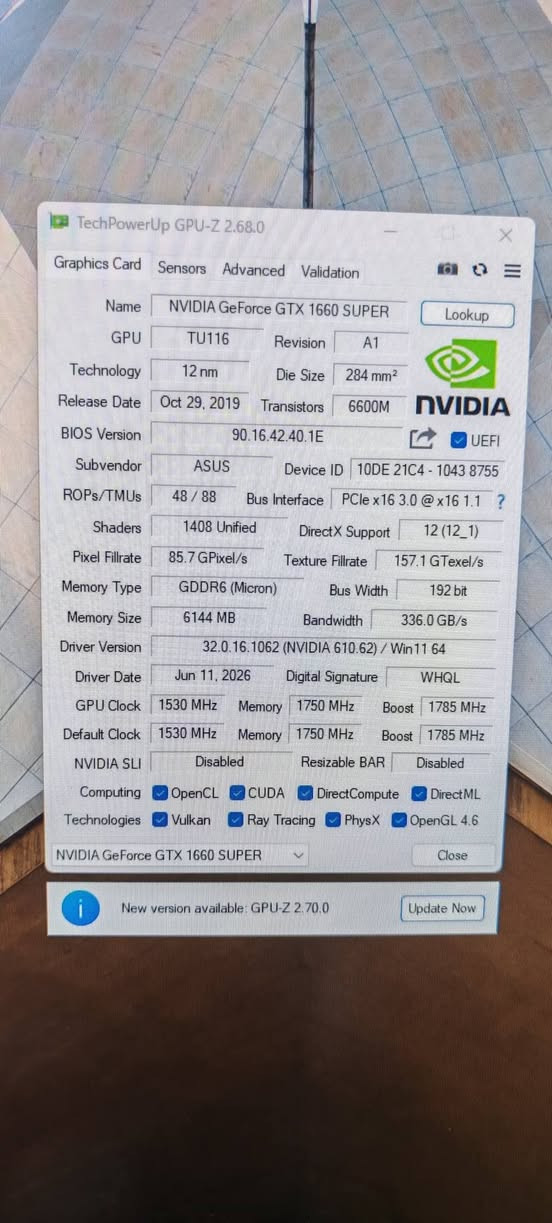 كارت شاشه للبيع

GTX 1660 SUPER ASUS TUF
الكارت نضيف كلش بعد الستيكر موجود
حرارته تحت الضغط 2K توصل 70 - 74
السعر 165 الف
مكاني بغداد / ***********
