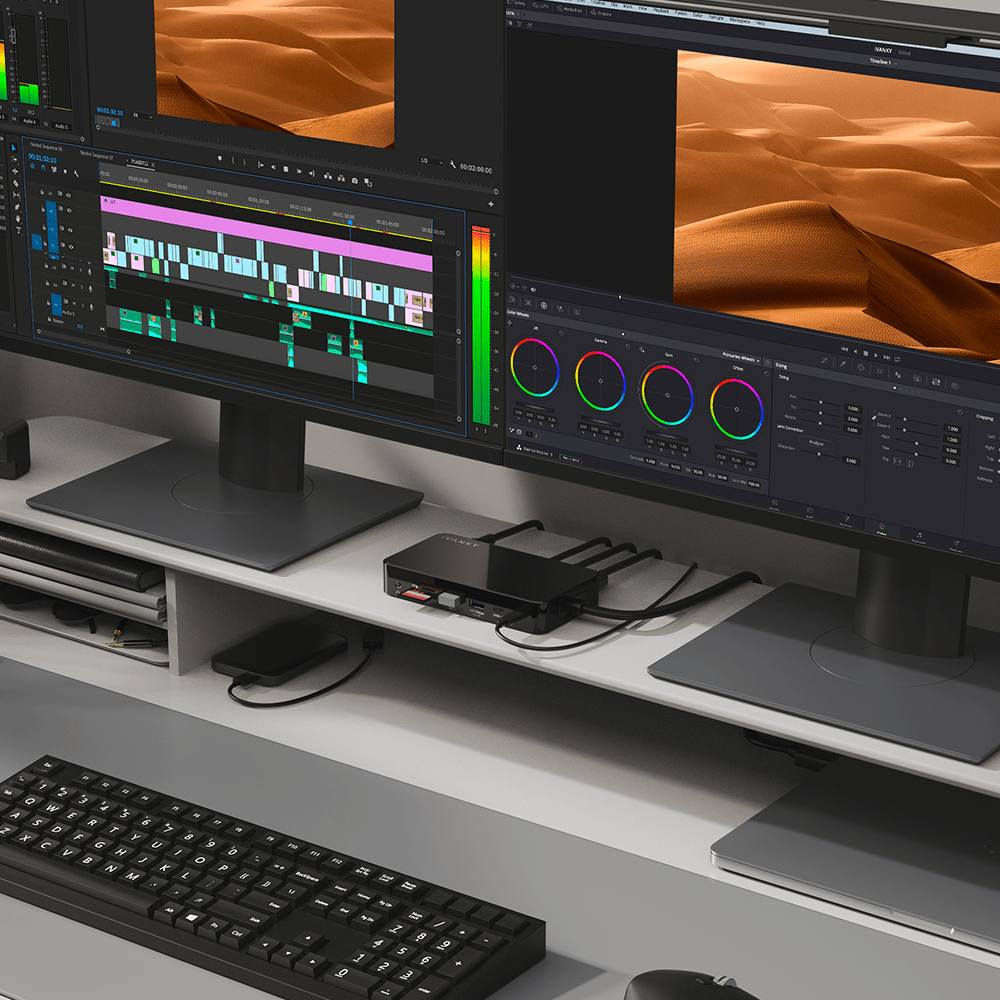 أفضل شاحن للماك والايفون تفاصيل⬇️
محطة الإرساء iVANKY FusionDock 1 الشاملة: (شاحن الحاسبات والموبايلات....)
- تتميز بتصميم مدمج وتدعم ميزة "التوصيل والتشغيل" (plug-and-play) لسهولة الاستخدام.
- المنافذ المتوفرة (12 منفذًا) تم تصميم المحطة لتوفير مجموعة متنوعة من خيارات الاتصال لتقليل الحاجة إلى محولات إضافية:
- منافذ العرض:
تحتوي على منفيذين HDMI 2.0 يدعمان تشغيل شاشتين خارجيتين بدقة تصل إلى 4K عند تردد 60 هرتز.
- منافذ البيانات والـ USB: منفذا USB-C 3.0 لنقل البيانات والشحن.
- 4منافذ USB-A 3.0 لتوصيل الملحقات المختلفة.
- قارئ البطاقات: فتحة مخصصة لبطاقات SD وأخرى لبطاقات microSD/TF بسرعات نقل تصل إلى 104 ميجابايت/ثانية.الاتصال بالشبكة:
- منفذ Gigabit Ethernet (RJ45) لتوفير اتصال إنترنت سلكي ومستقر عالي السرعة.
- الصوت: منفذ مجمع (Combo) بمقاس 3.5 ملم لتوصيل سماعات الرأس والميكروفون.
- مزود طاقة خارجي: يأتي الجهاز مع محول طاقة رئيسي بقدرة 150 واط أو 180 واط.
- شحن الحاسوب (Power Delivery): يمنح الكمبيوتر المحمول المتصل طاقة شحن تصل إلى 96 واط، وهو كافٍ لشحن أجهزة MacBook Pro بمقاس 14 أو 16 بوصة بكفاءة عالية أثناء العمل الشاق
- شحن الملحقات: تدعم بعض منافذ الـ USB شحن الأجهزة الذكية مثل الهواتف والأجهزة اللوحية بقدرات تصل إلى 18 واط.
***********
