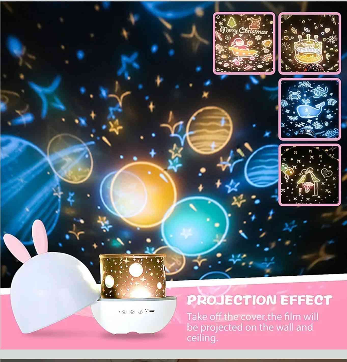 جهاز عرض ليلي للأطفال (Night Light Projector) بتصميم "أرنب ضوء القمر" (Moonlight Bunny). 
يُستخدم هذا الجهاز لخلق أجواء هادئة في غرف الأطفال من خلال عرض أنماط ضوئية على السقف والجدران، ويتميز بالخصائص التالية:
عرض ضوئي متعدد: يتضمن عادةً عدة أفلام عرض بأشكال مختلفة مثل النجوم، المحيط، وأعياد الميلاد.
تشغيل موسيقي: يحتوي على صندوق موسيقى مدمج أو مكبر صوت Bluetooth لتشغيل ألحان هادئة تساعد على النوم.
دوران 360 درجة: يدور الجهاز لتوفير عرض متحرك في أرجاء الغرفة.
جهاز تحكم عن بعد: يأتي مع ريموت كنترول للتحكم في الإضاءة والموسيقى عن بعد.
قابل لإعادة الشحن: يعمل ببطارية مدمجة يتم شحنها عبر منفذ USB. بغداد, العراق


**إذا كنت صاحب هذا الإعلان وتريد حذفه لأي سبب، رجاءا أرسل رسالة إلى الدعم الفني**