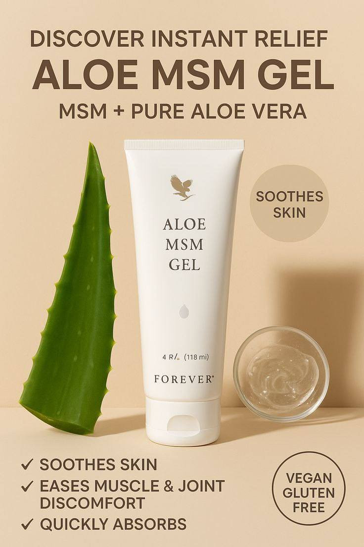 🧴 ما هو جل إم إس إم (MSM Gel) من فوريفر؟
✨ ألو إم إس إم جل هو منتج يعتمد على مزيج جل الألوفيرا + الكبريت العضوي (MSM)، صُمّم خصيصاً لتوفير راحة وتسكين لمناطق معينة في الجسم كالمفاصل والعضلات.�
forever-all.com
🌿 المكونات الرئيسية وتأثيرها
جل الألوفيرا: يرطّب الجلد ويهدئه، ويُعد مكوّناً طبيعيّاً ذو خصائص مضادة للالتهاب.�
forever-all.com
كبريت عضوي (MSM): عنصر طبيعي يُعرف بدوره في دعم مرونة المفاصل والعضلات وقد يساعد في تخفيف الانزعاج الناتج عن الإجهاد العضلي.�
forever-all.com
💪 فوائد وأهداف الاستخدام
✅ يساعد على تهدئة العضلات والمفاصل وإعطاء شعور بالارتياح عند الإجهاد أو التعب.�
✅ يُستخدم في التدليك الموضعي على المناطق المتعبة.�
✅ تركيبة طبيعية لطيفة على الجلد ولا تترك أثر زيتي.


**إذا كنت صاحب هذا الإعلان وتريد حذفه لأي سبب، رجاءا أرسل رسالة إلى الدعم الفني**