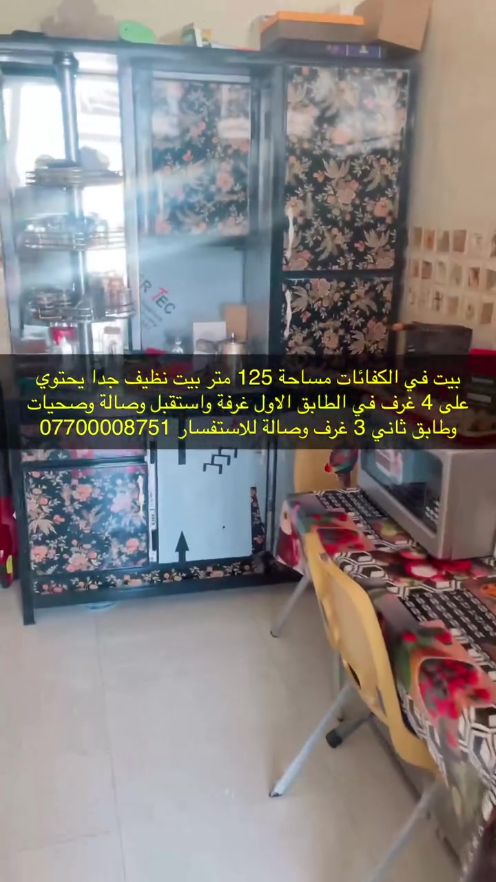 بيت مساحة 125 للبيع في الكفائات يحتوي على 4 غرف نوم بناء حديث سنة 2023للتواصل***********
