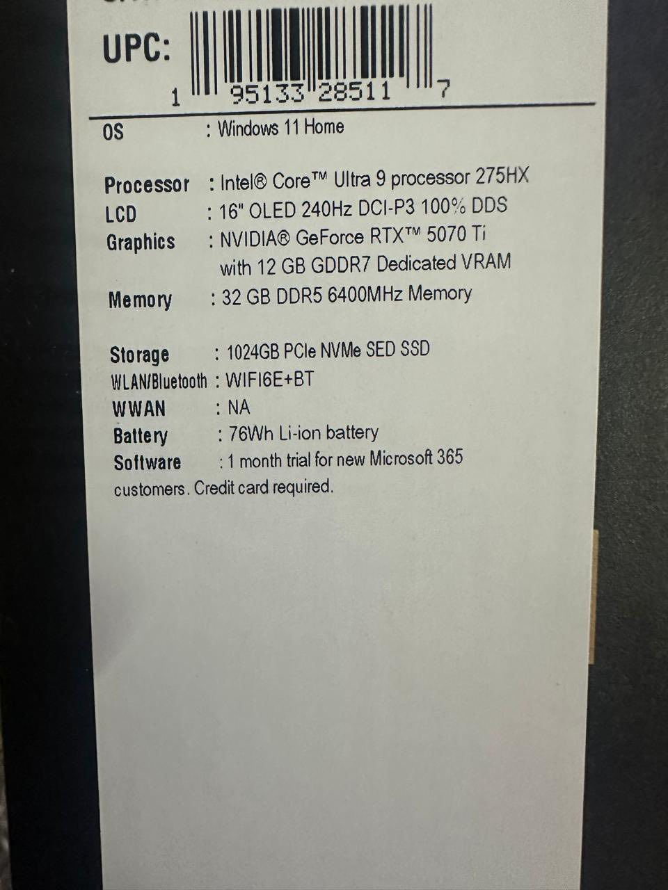 Acer - Predator Helios Neo 16S AI
Gaming Laptop - 16" OLED 240Hz - Intel Core Ultra 9 - NVIDIA GeForce
RTX 5070Ti 12GB - 32GB 6400MHz - 1TB - Obsidian
Black
جديدة ( sealed) يعني بيدك تفتح الشريط اللاصق مال شركة 
مليونين و٧٥٠ قفل مابيها مجال ارجو المعذرة🌹
مكاني بغداد
***********
