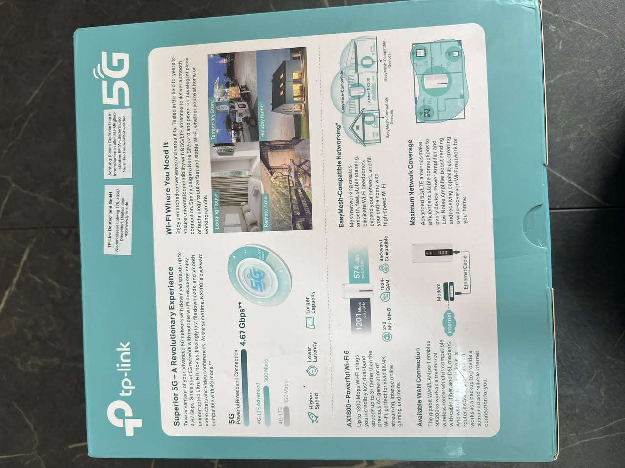 TP-Link Archer NX200 AX1800Mbps Wi-Fi 6 5G
راوتر تي بي-لينك آرتشر NX200 AX1800Mbps واي فاي 6 5G مع منفذ شريحة SIM، سرعات تنزيل تصل إلى 4.67 جيجابت في الثانية، راوتر واي فاي ثنائي النطاق، منفذ جيجابت LAN/WAN، معزز واي فاي سهل الاستخدام جدید کبس


**إذا كنت صاحب هذا الإعلان وتريد حذفه لأي سبب، رجاءا أرسل رسالة إلى الدعم الفني**