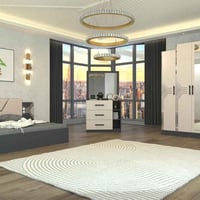 كرستال كريمي رصاصي • سرير ١٨٠×٢٠٠ • عين التمور