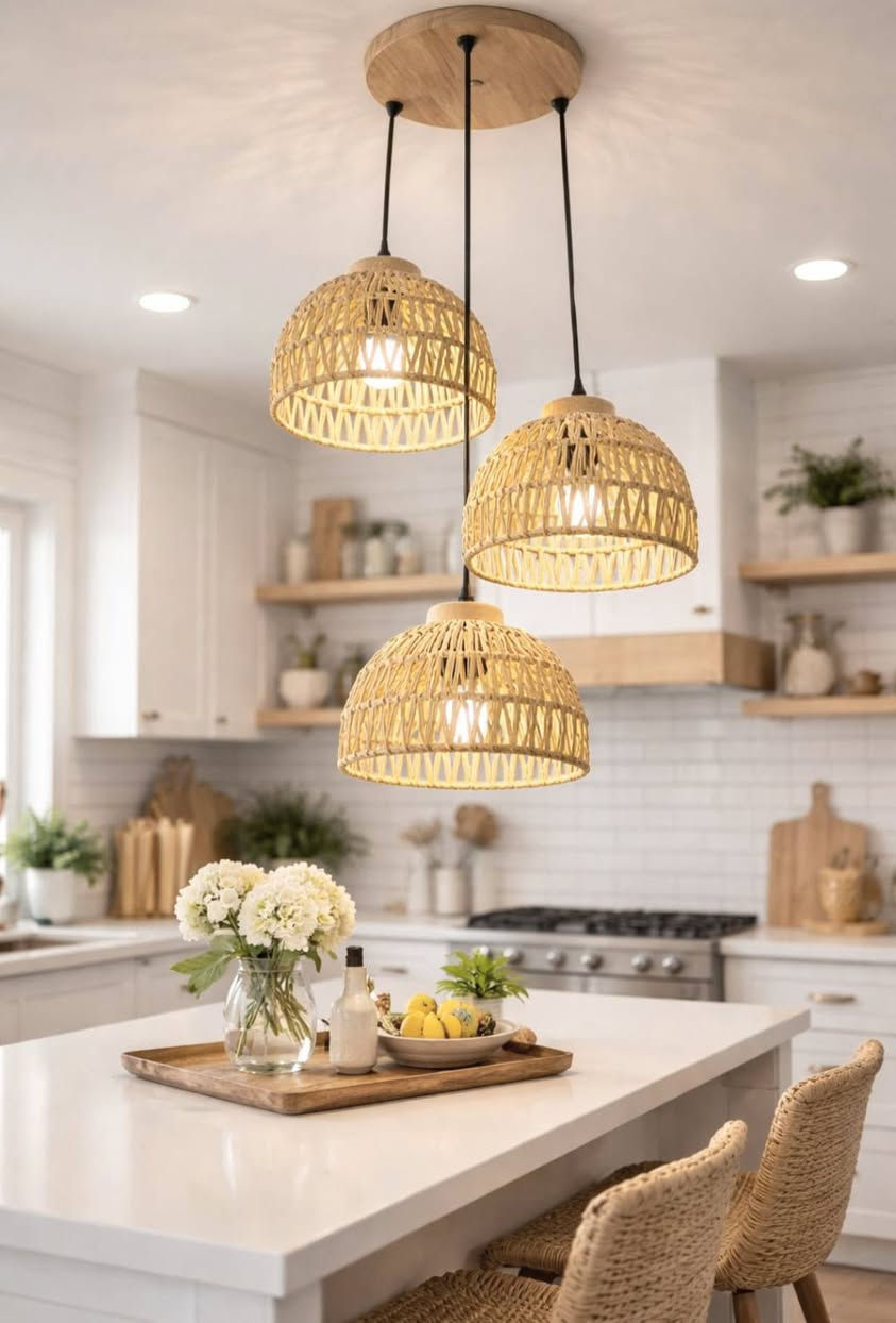 الأناقة تكمن في التفاصيل.. 💡
​هل تبحث عن إضاءة سقف مطبخ أو طاولة الطعام؟
 إليك طقم المعلقات الثلاثي البوهيمي بتصميمه المنسوج الذي يوزع الضوء بطريقة فنية ساحرة على جدران مطبخك.
​📏 ارتفاعات قابلة للتعديل تناسب مساحتك.
​🪵 مصنوعة من مواد صديقة للبيئة وعالية الجودة.
​⚪ تتماشى بشكل مثالي مع الخزائن البيضاء والرخام.
سعر القطعة 50 الف دينار 
لا تتردد بمراسلتنا على رقم الواتساب ***********
نوفر لكم خدمة توصيل لكافة مناطق العراق 
#ثريات_مجالس
#ثريات_مودرن
#خبير_تنسيقات_اضاءة
#تصاميم_منازل_حديثة
#تصميم_داخلي
#دقة_الاختيار
