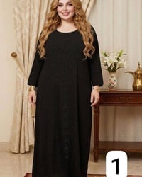دشداشة كشمير • سواد ملكي • ستراس لامع