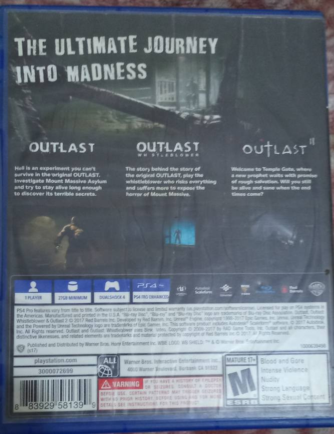 موجود لعبة out last النادرة الجزء الاول والثاني مستعمل بحالة ممتازة بسعر 65 الف دينار للتواصل***********
